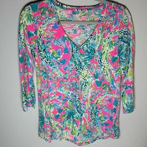 Lilly Pulitzer Multicolor Floral Cotton Top